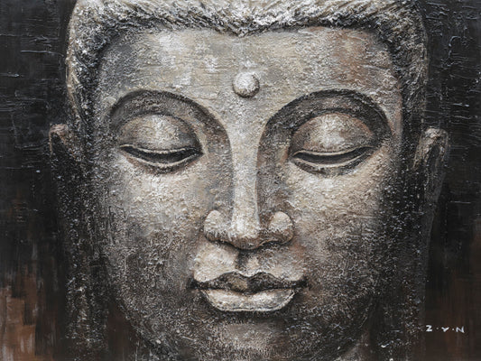 Hand-painting "Buddha II" Oil Painting original artwork, Wall art for living room, bedroom, bar - Wrapped Canvas Painting