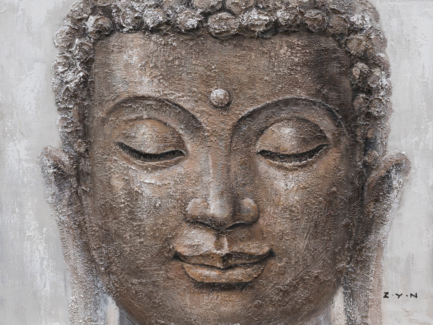 Hand-painted "Golden buddha" Oil painting on canvas original, Canvas Wall art for living room, bedroom, office,bar - Wrapped Canvas Painting