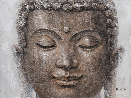 Hand-painted "Golden buddha" Oil painting on canvas original, Canvas Wall art for living room, bedroom, office,bar - Wrapped Canvas Painting