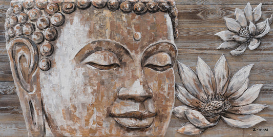 Hand-painted "Lotus Buddha - II" Oil painting on canvas original, Canvas Wall art, home decor, large size painting - Wrapped Canvas Painting