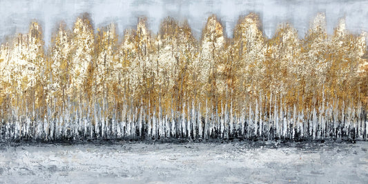 Hand Painted Abstract Art "Golden Forest" oil painting Artwork, Wall art for living room, bedroom, office - Wrapped Canvas Painting