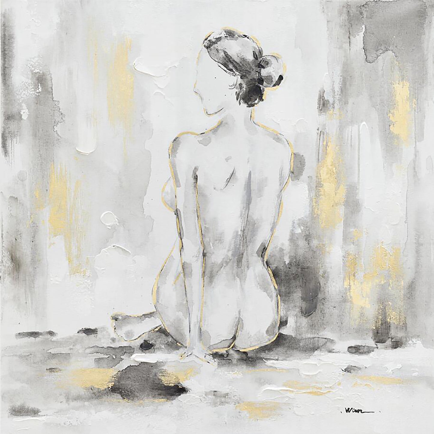Abstract Naked Lady II - Oil painting Wrapped Canvas Painting