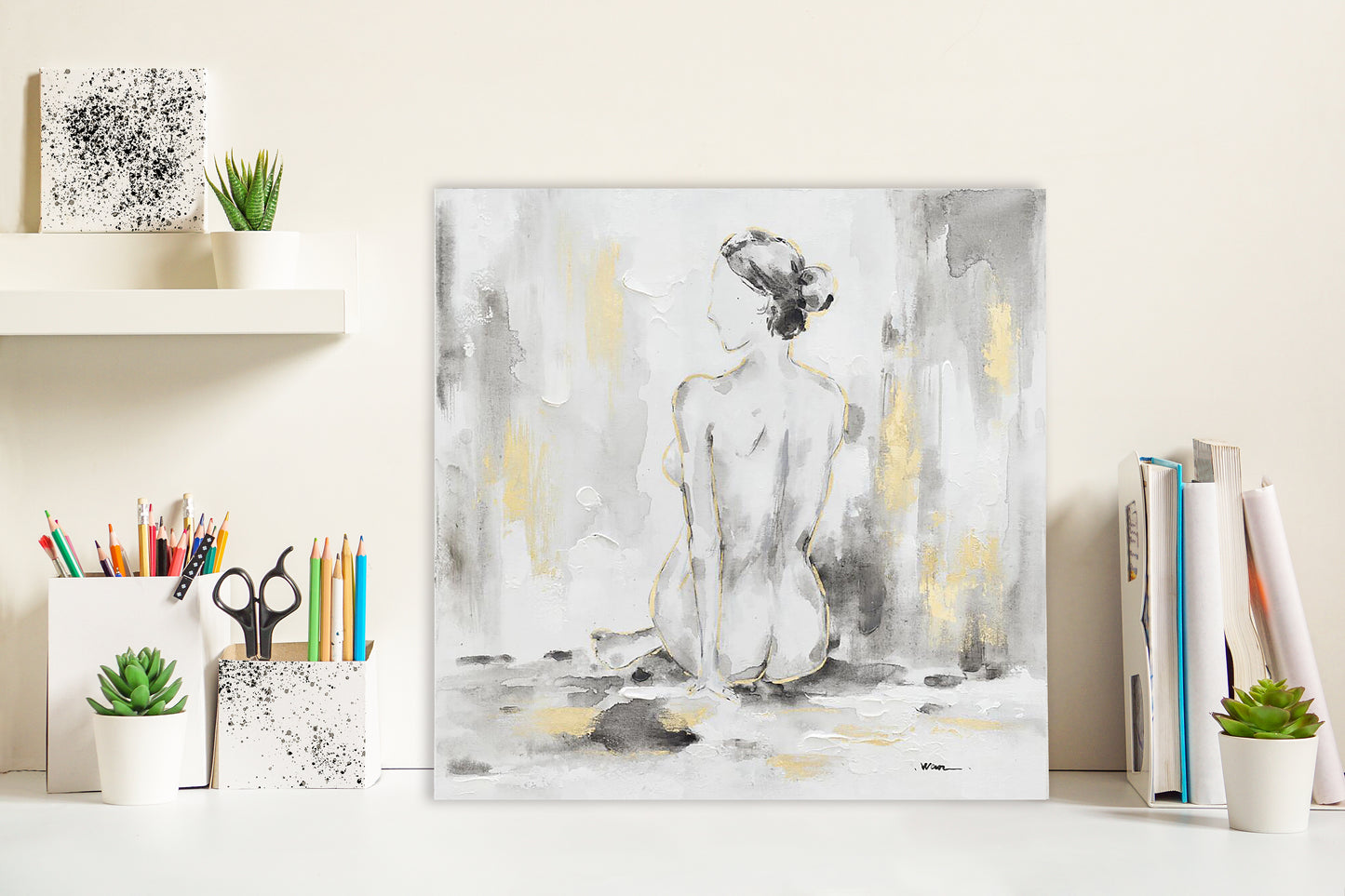 Abstract Naked Lady II - Oil painting Wrapped Canvas Painting