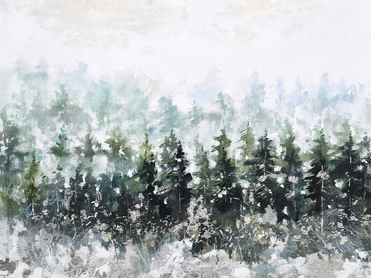 Snow Forest - oil painting Wrapped Canvas Painting
