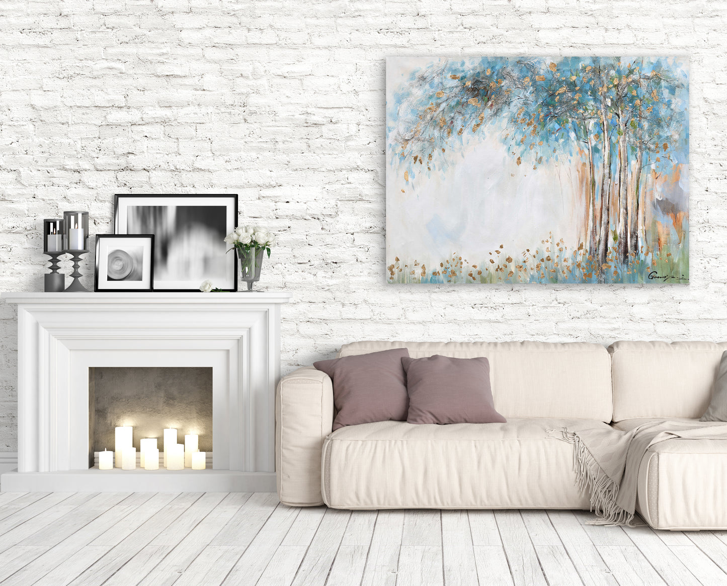 Gleaming Gold Summer Forest - Oil Painting Wrapped Canvas Painting