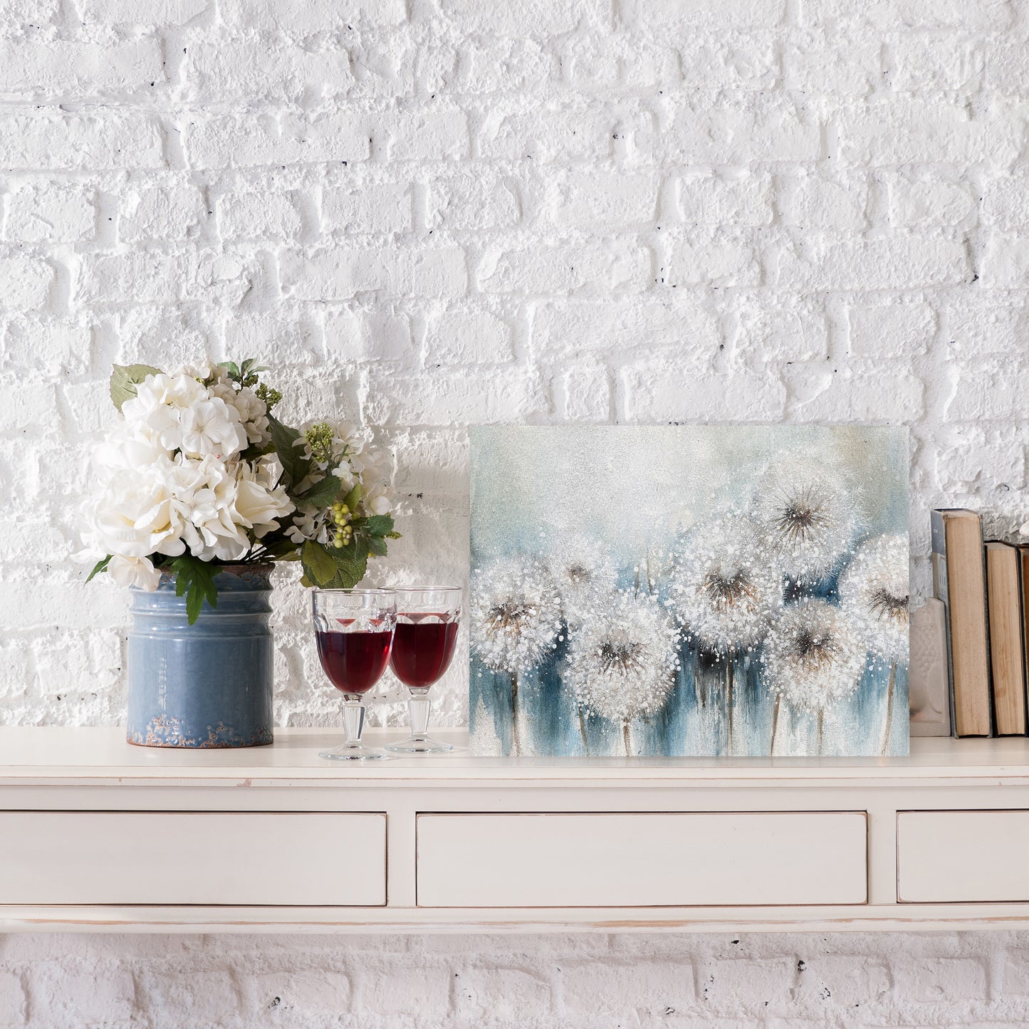 Flower art dandelion-Oil painting Wrapped Canvas Painting