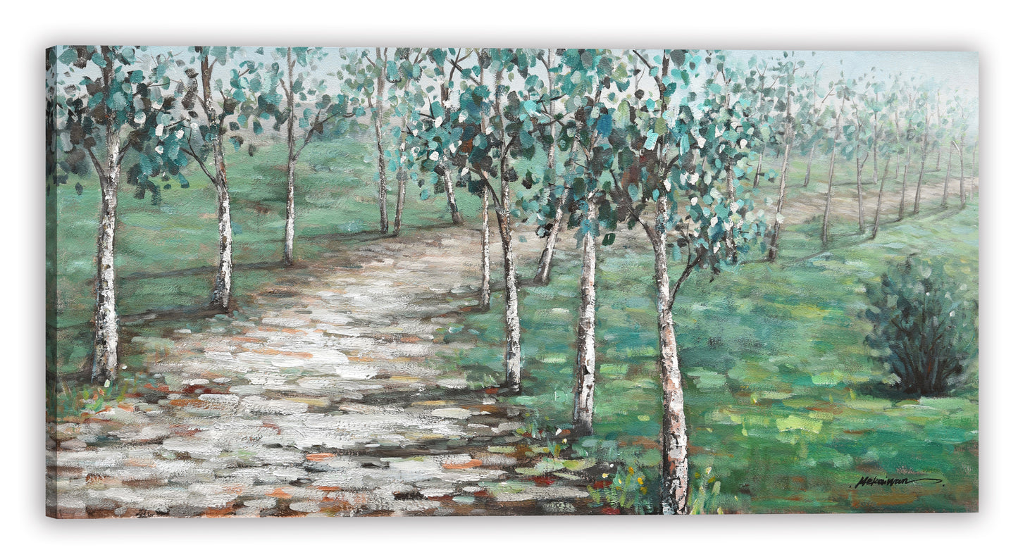Green country road - Oil Painting on Wrapped Canvas, Wall art for living room, bedroom, office