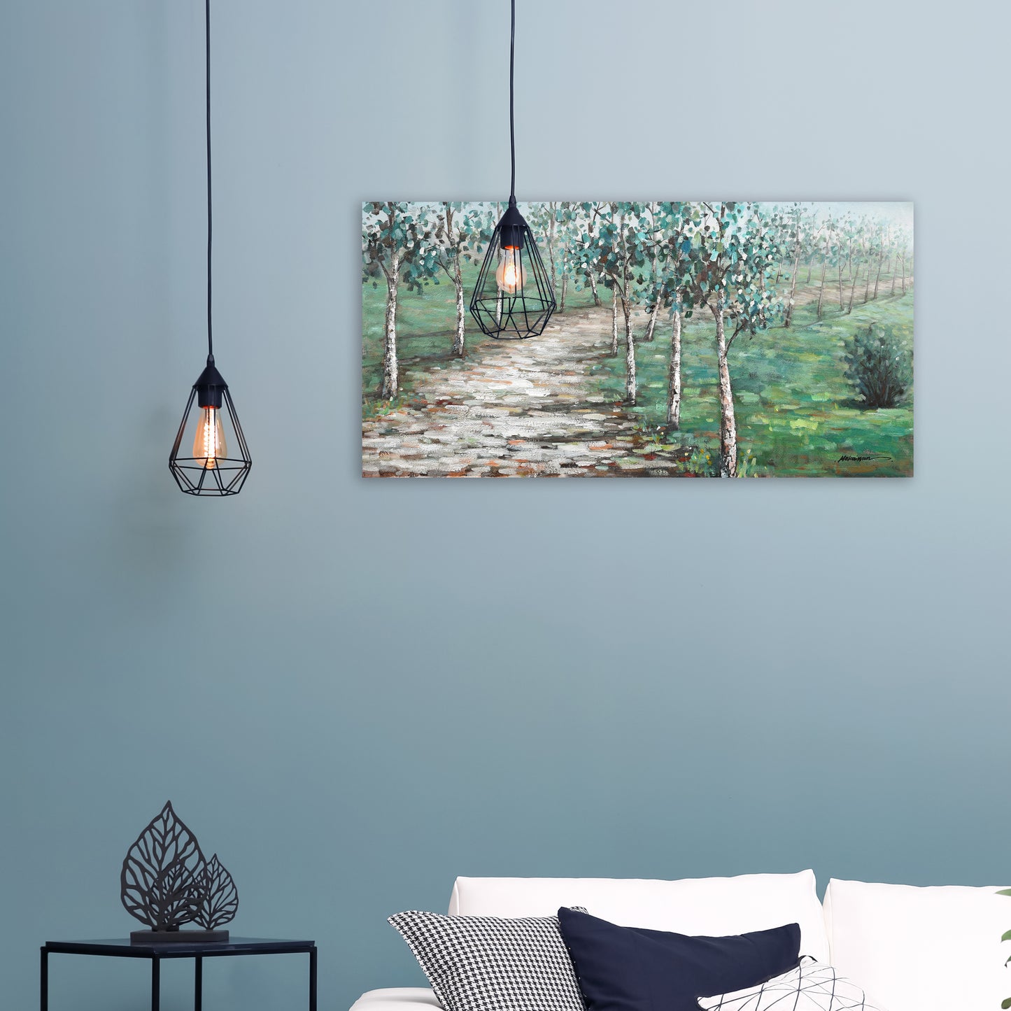 Green country road - Oil Painting on Wrapped Canvas, Wall art for living room, bedroom, office