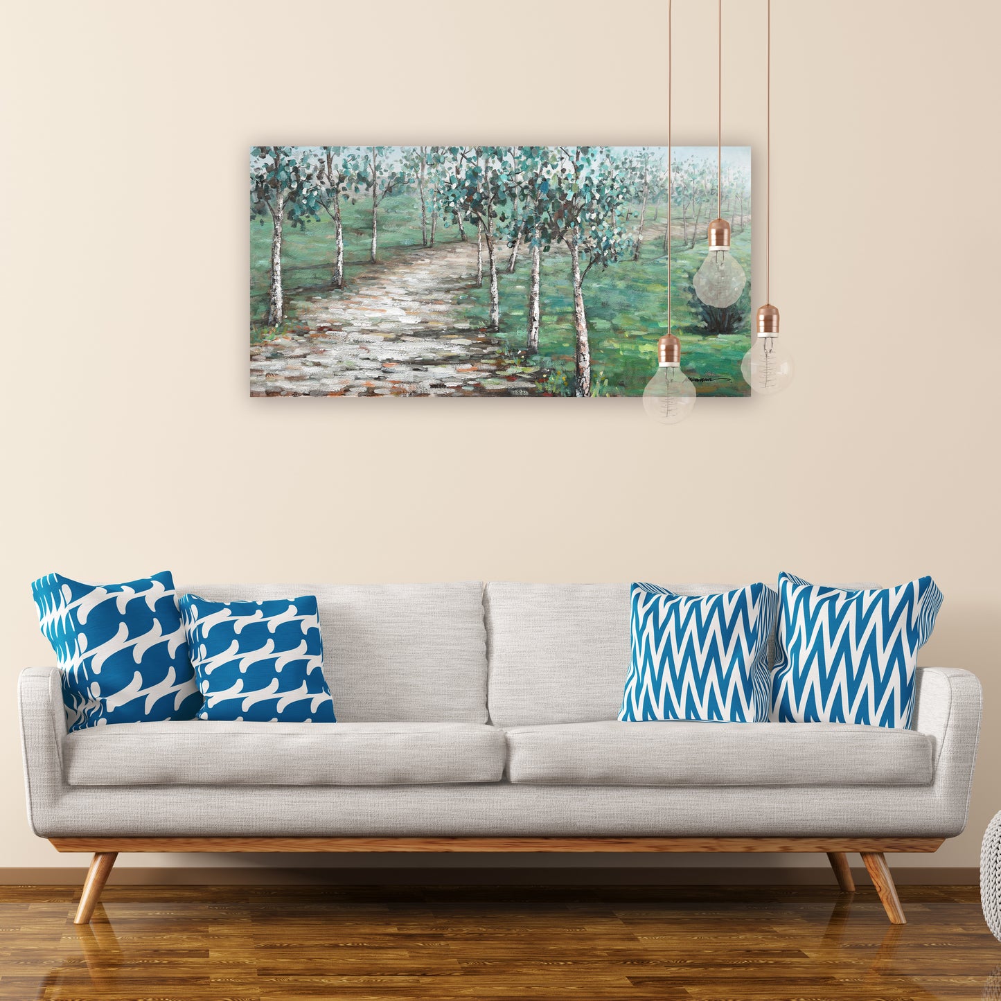 Green country road - Oil Painting on Wrapped Canvas, Wall art for living room, bedroom, office