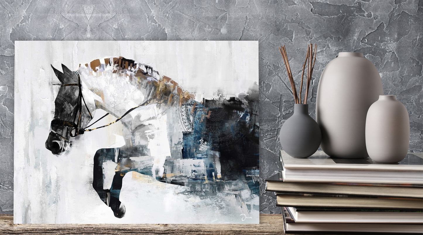 Modern Horse Oil Painting on Wrapped Canvas, wall art for living room, bedroom, office