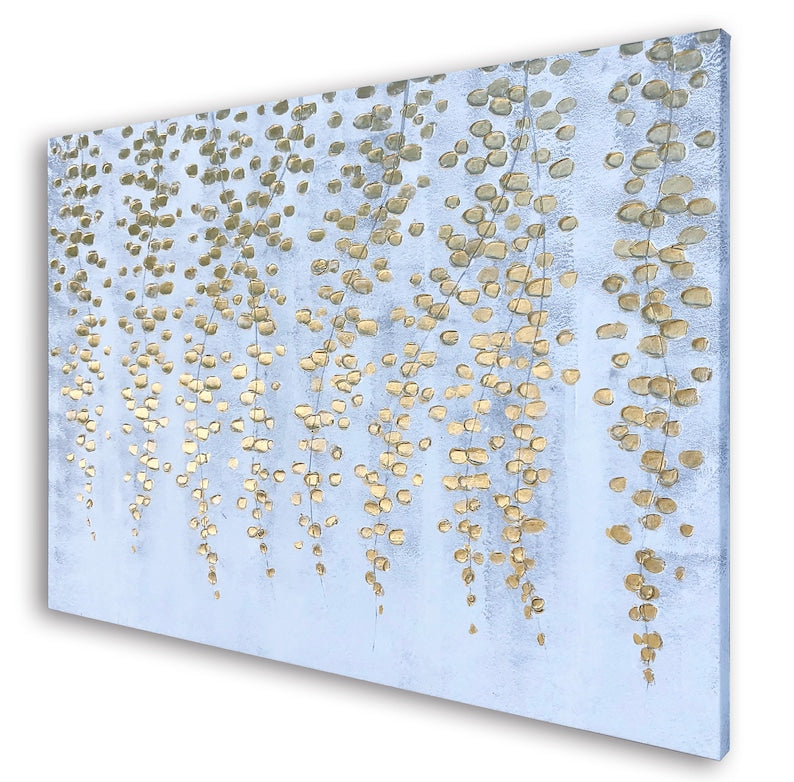 Hand Painted "Golden Fall" oil painting Original Art, Wall art for living room, bedroom- Wrapped Canvas Painting