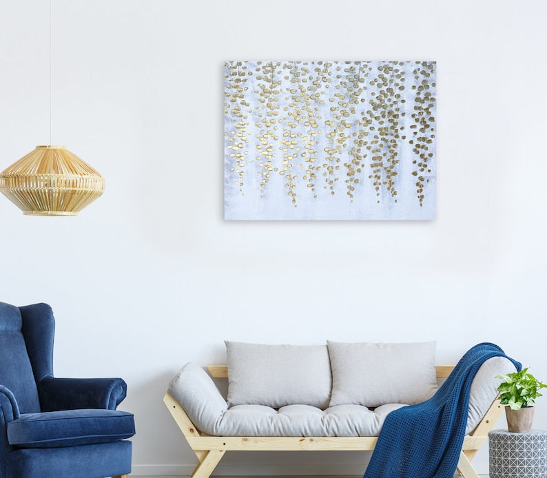 Hand Painted "Golden Fall" oil painting Original Art, Wall art for living room, bedroom- Wrapped Canvas Painting