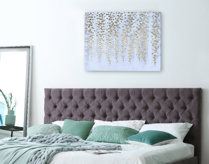 Hand Painted "Golden Fall" oil painting Original Art, Wall art for living room, bedroom- Wrapped Canvas Painting