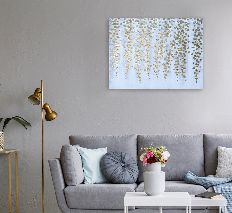 Hand Painted "Golden Fall" oil painting Original Art, Wall art for living room, bedroom- Wrapped Canvas Painting