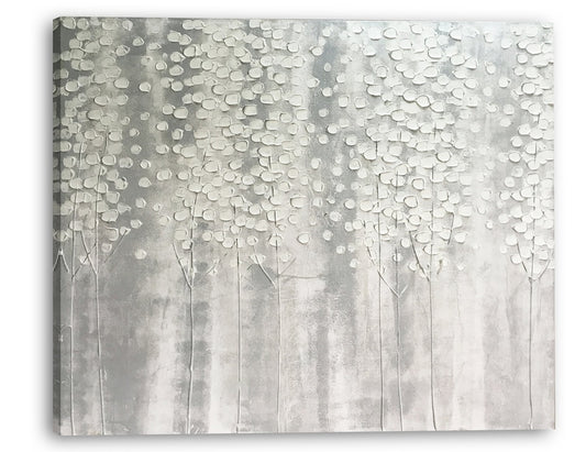 Hand-Painted "The White Forest in the Dream“ Abstract  Modern artwork, Wall Art for living room, bedroom - Wrapped Canvas Painting