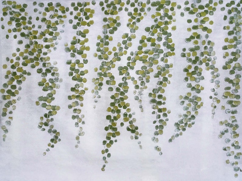 Hand-painted "Spring weeping leaves "Oil Painting original art, Wall art for living room, bedroom - Wrapped Canvas Painting