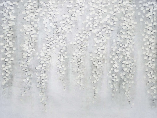 3D Hand-painted "White weeping leaves" Abstract Art, Canvas Artwork, Canvas Wall art for living room,bedroom - Wrapped Canvas Painting