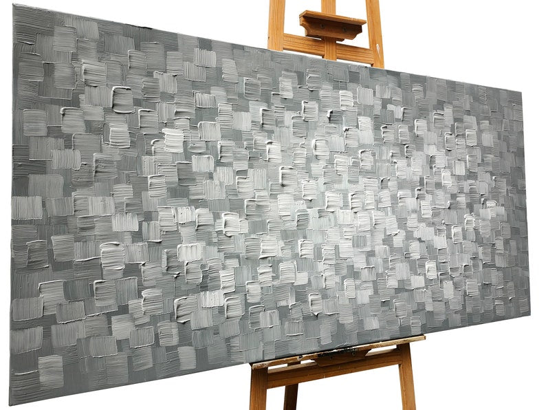 3D Hand-painted Heavy Texture painting on canvas original "Water Waves" Wall Art for Living Room Bedroom Office - Wrapped Canvas Painting