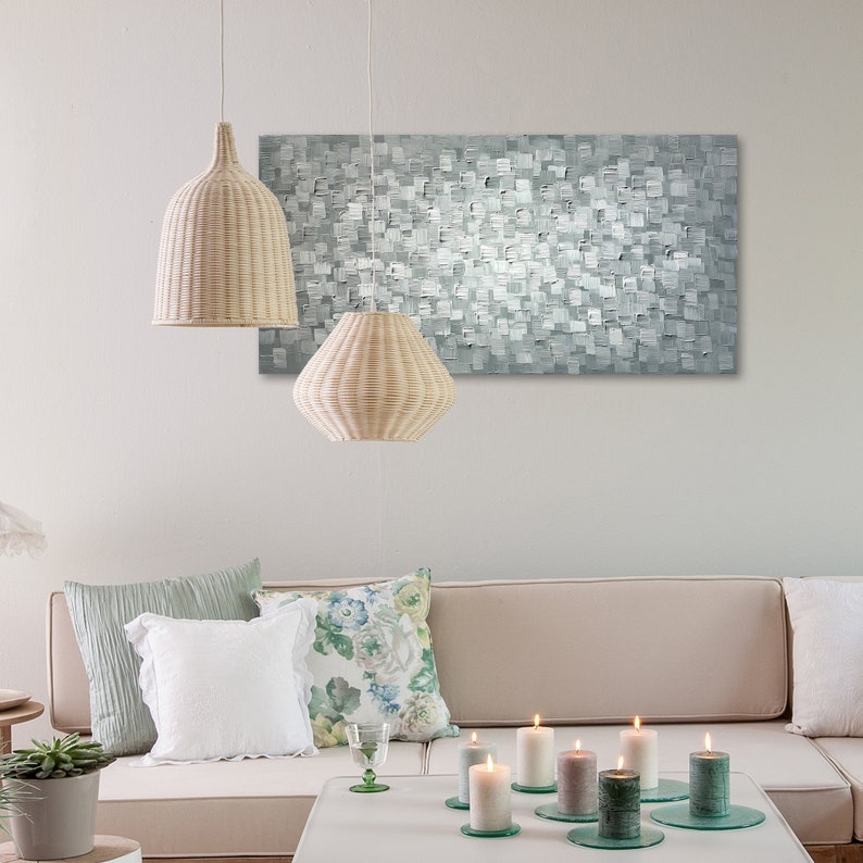 3D Hand-painted Heavy Texture painting on canvas original "Water Waves" Wall Art for Living Room Bedroom Office - Wrapped Canvas Painting