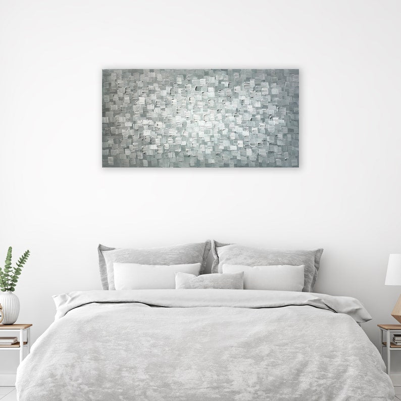 3D Hand-painted Heavy Texture painting on canvas original "Water Waves" Wall Art for Living Room Bedroom Office - Wrapped Canvas Painting