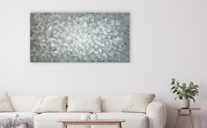 3D Hand-painted Heavy Texture painting on canvas original "Water Waves" Wall Art for Living Room Bedroom Office - Wrapped Canvas Painting