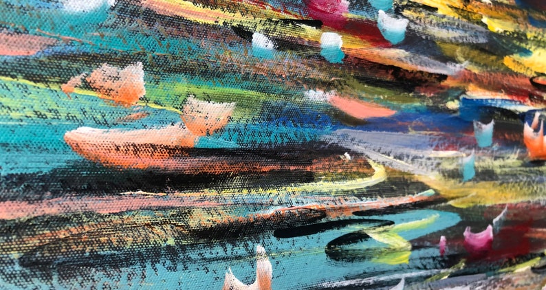 Original Large size Abstract Art "Water Memory" Hand made painting 48 x 48"- Wrapped Canvas