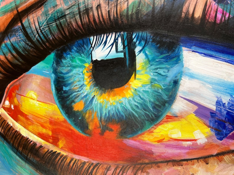 Hand-Painted "The Enchanted Gaze" Oil Painting - Gallery Wrapped Canvas Wall Art for Living Room, Bedroom, Entryway, Bar, Office