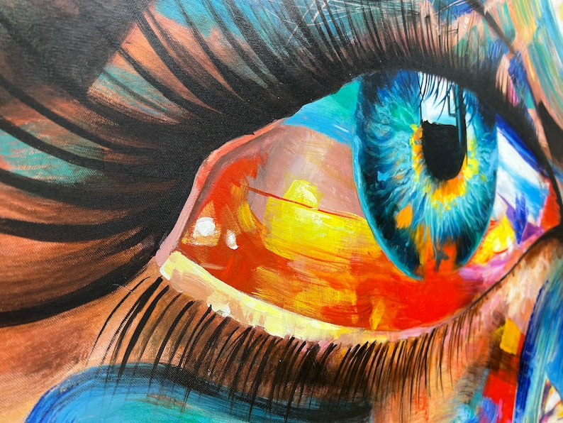 Hand-Painted "The Enchanted Gaze" Oil Painting - Gallery Wrapped Canvas Wall Art for Living Room, Bedroom, Entryway, Bar, Office