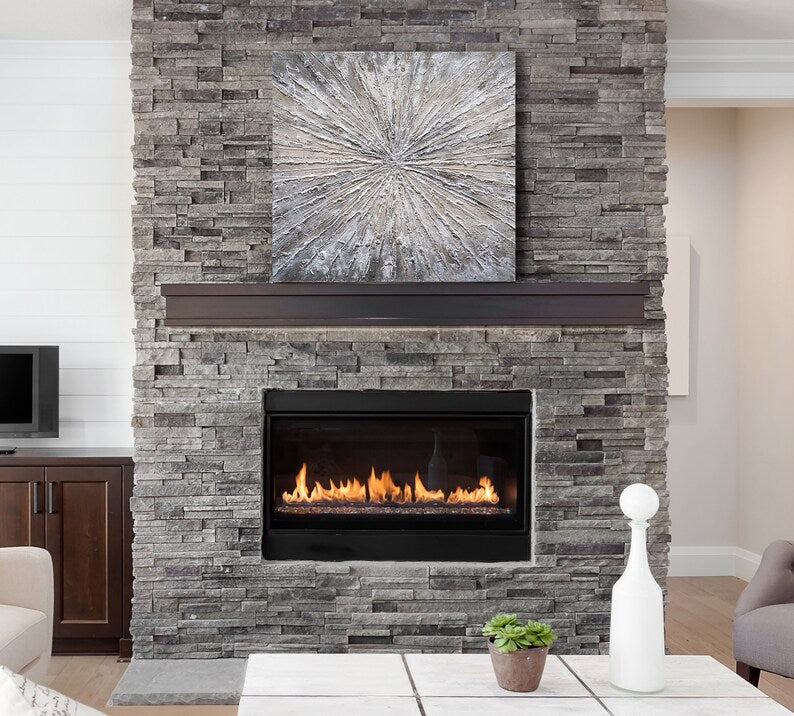 Abstract Hand-painted "Radiance Unleashed" 3D texture Oil painting original, Modern Wall art - Wrapped Canvas Painting