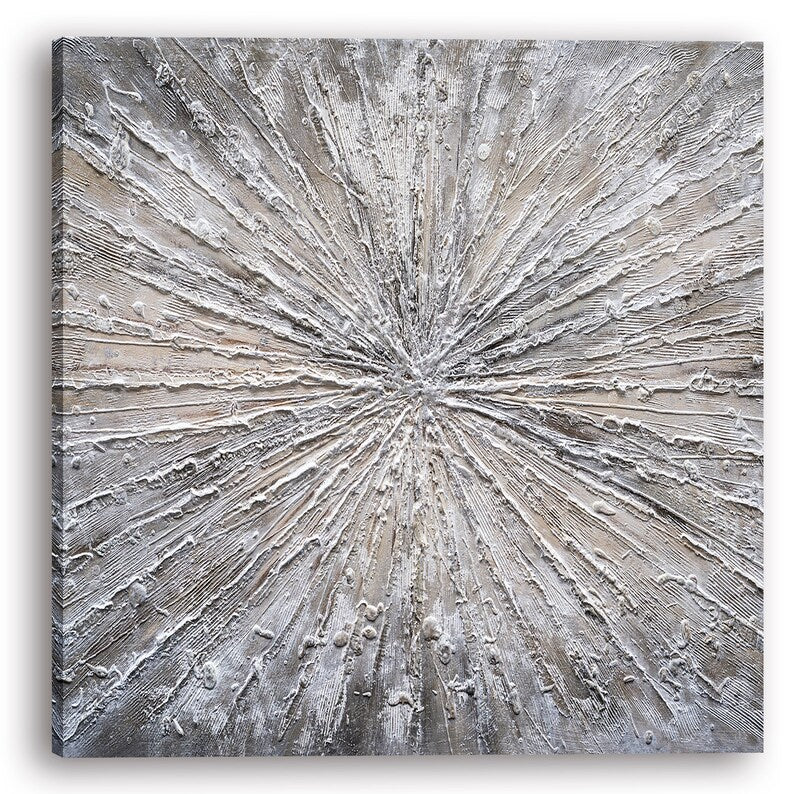 Abstract Hand-painted "Radiance Unleashed" 3D texture Oil painting original, Modern Wall art - Wrapped Canvas Painting