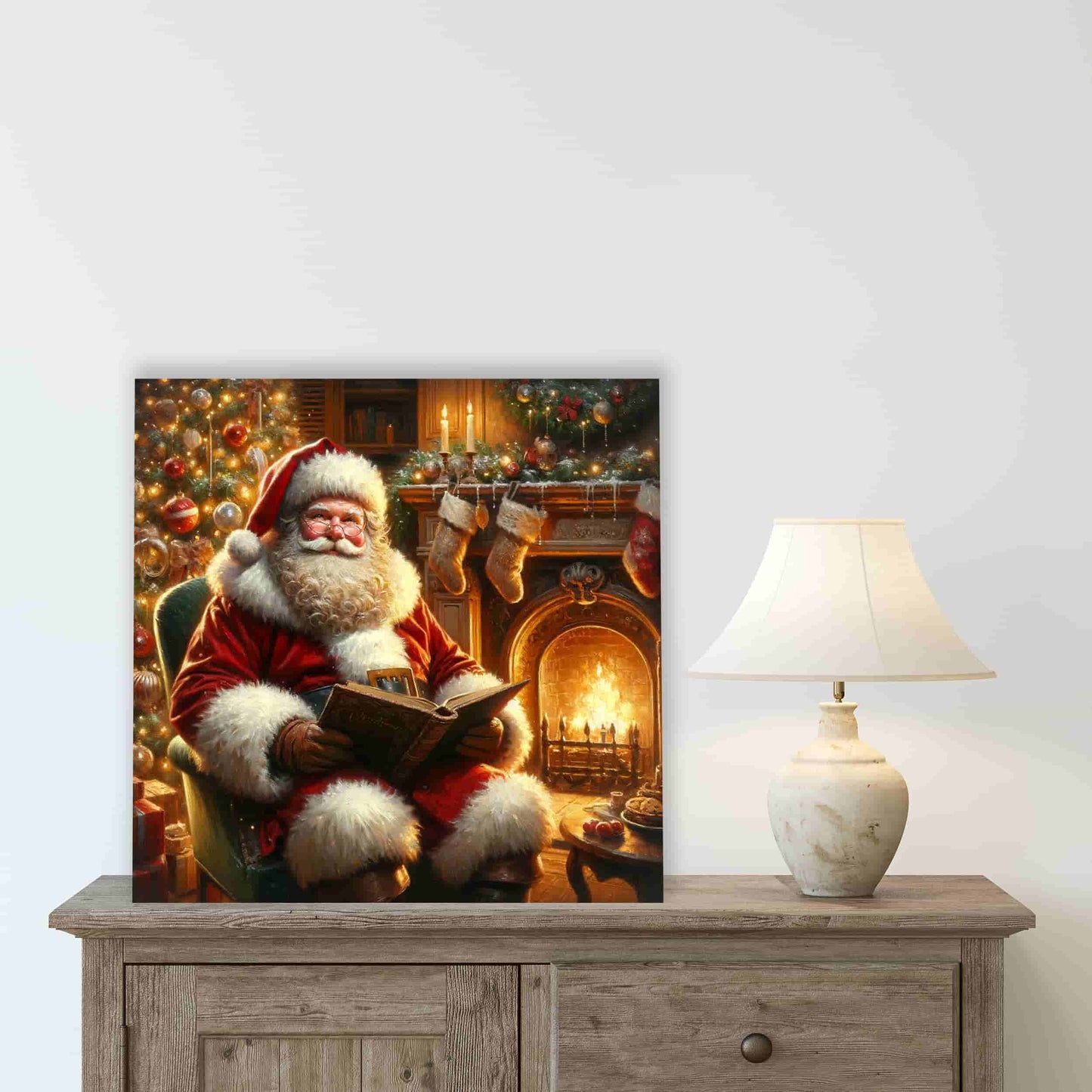 "Heartwarming Holidays" Santa in Candlelight Wall Decor - Wrapped Canvas Art Print
