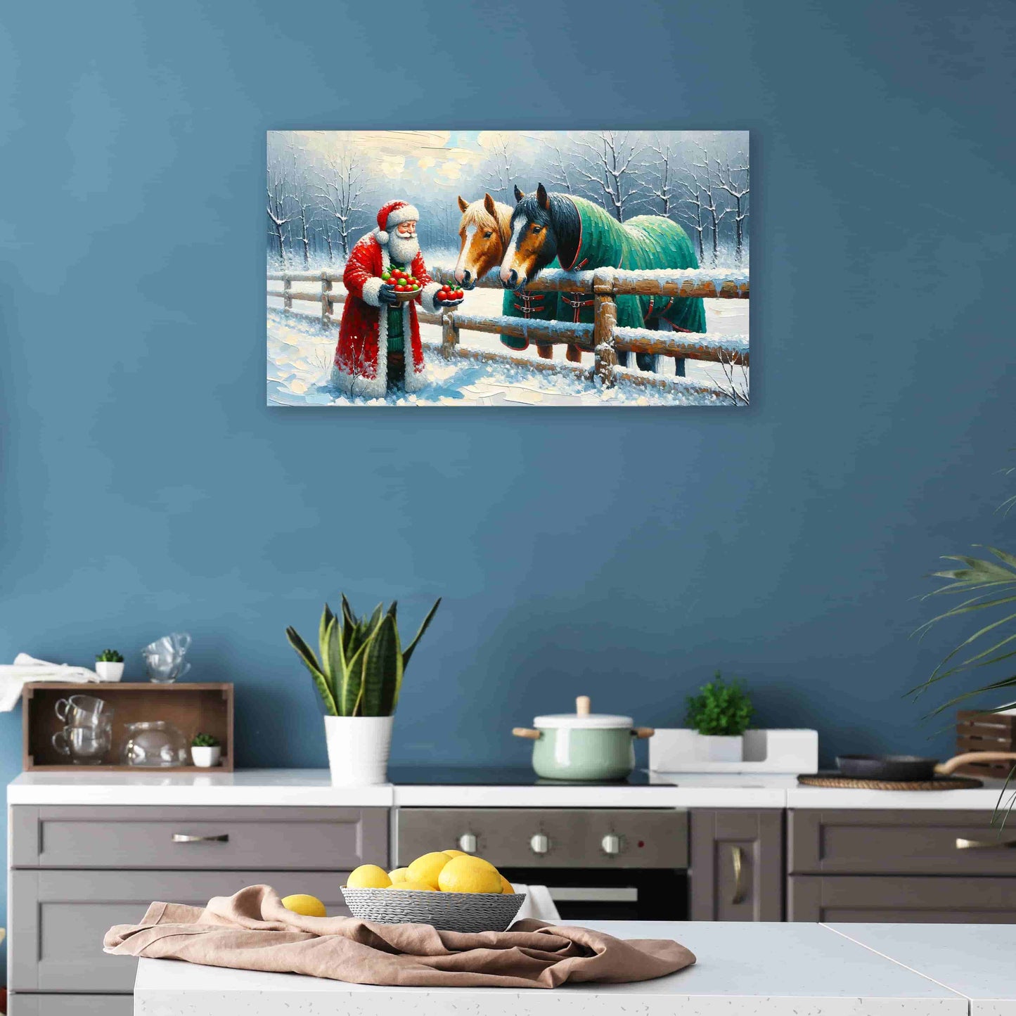 "Yuletide Companions - Santa's Gift to Gentle Friends" Canvas Wall Art Prints
