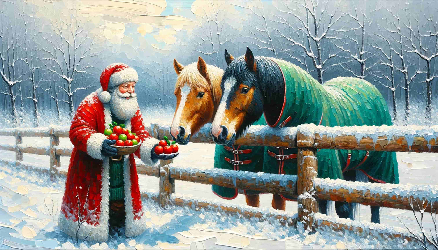"Yuletide Companions - Santa's Gift to Gentle Friends" Canvas Wall Art Prints