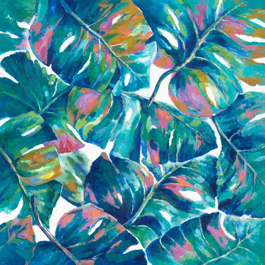 Hand-painted "Romantic big leaves" painting on canvas original, Wall art for living room, bedroom, office - Wrapped Canvas Painting