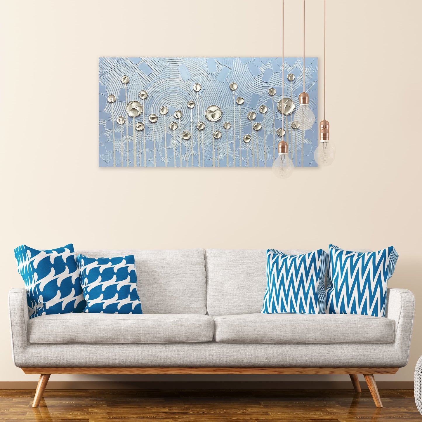 Abstract Art "Blooms at Dawn" Hand-painted on Wrapped Canvas for Home Decor