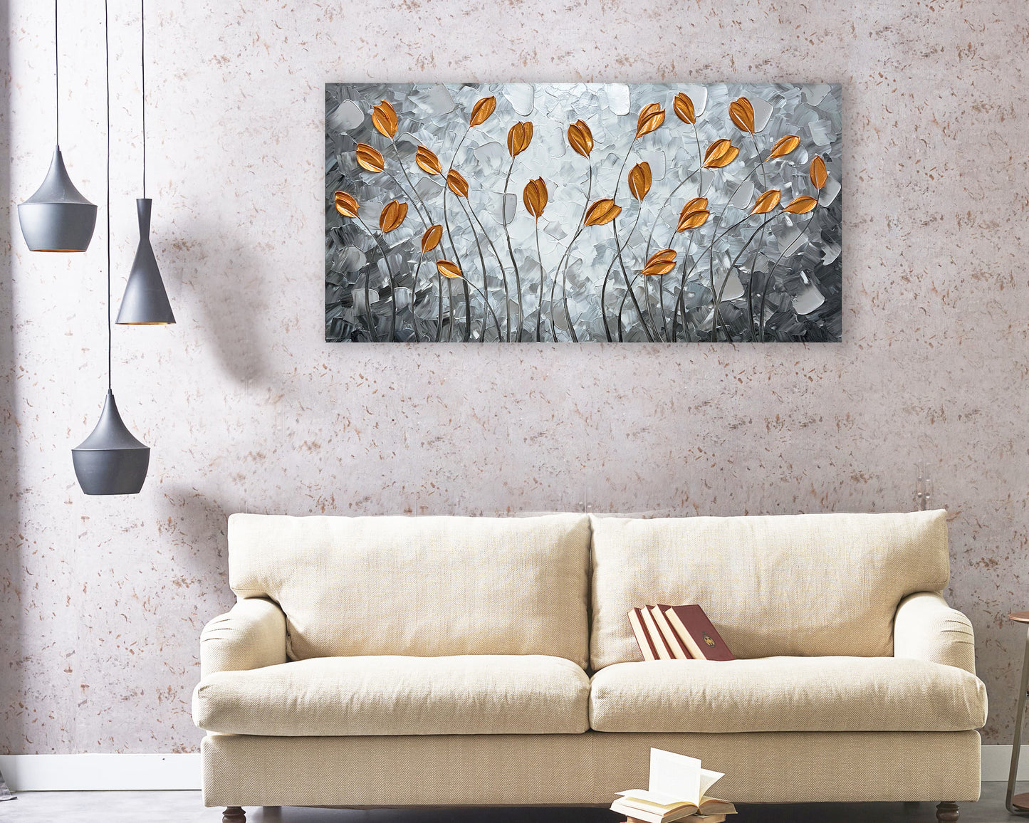 Abstract Art "Fall's Echo" Hand-painted on Wrapped Canvas for Home Decor