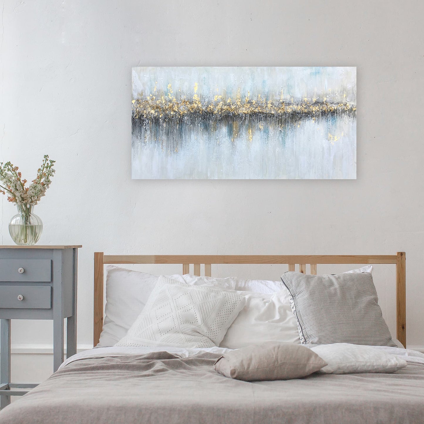 "Golden Horizon: Abstract Meditations" Hand Painted on Wrapped Canvas, Wall art for home decor