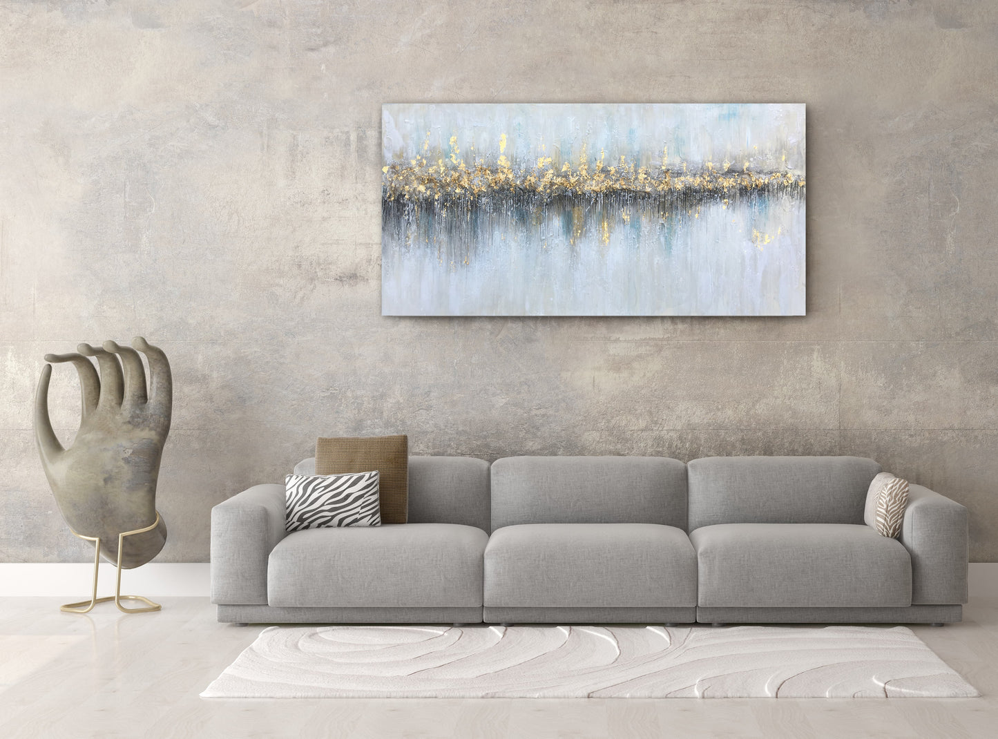 "Golden Horizon: Abstract Meditations" Hand Painted on Wrapped Canvas, Wall art for home decor