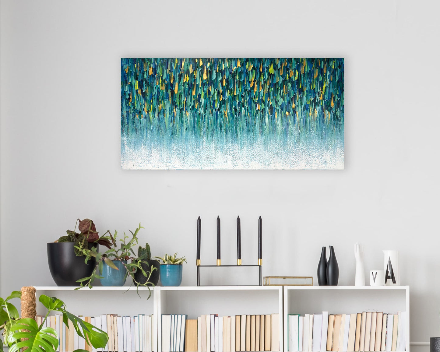 Hand-Painted 'Cascade of Dreams' - Abstract Canvas Art for Home Decor