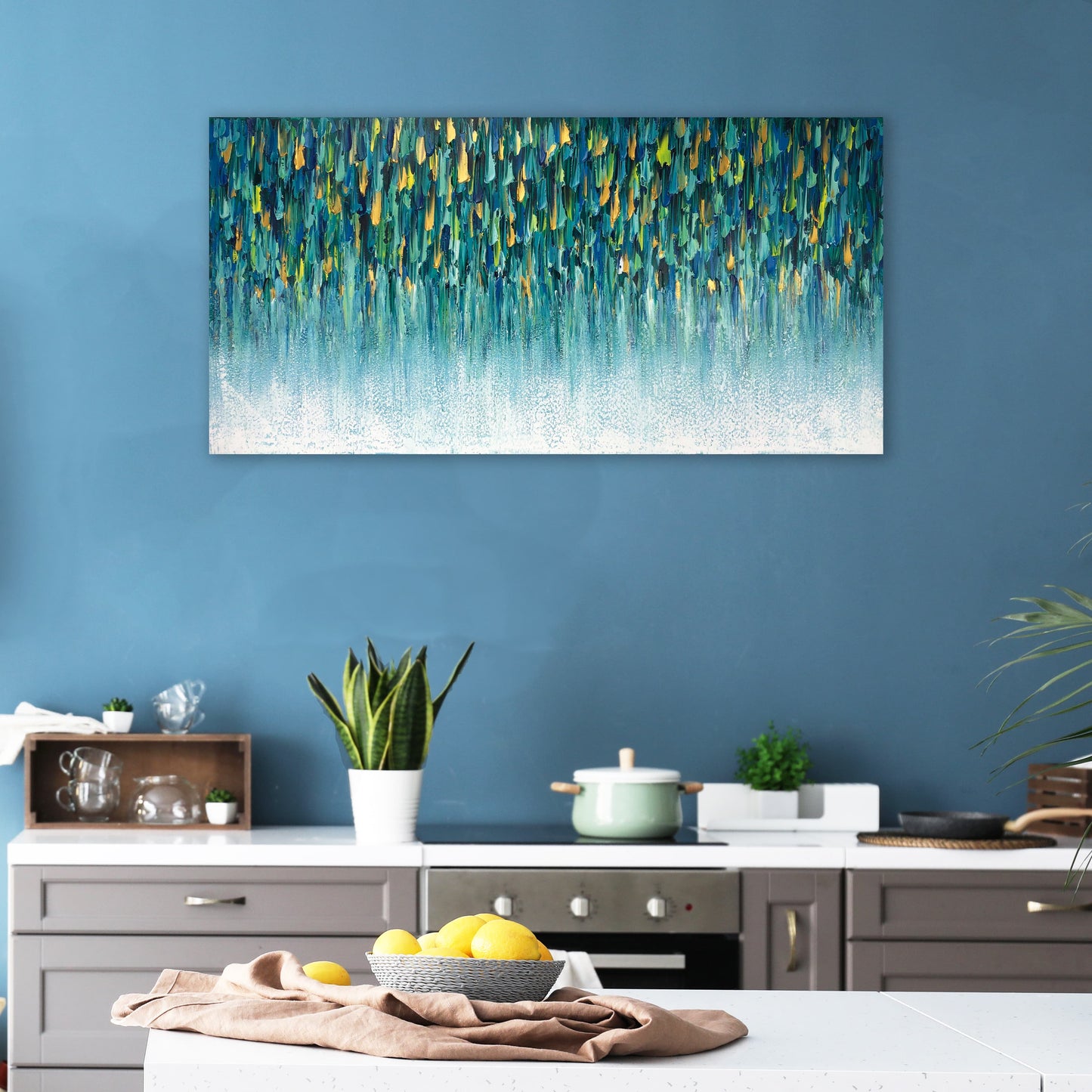 Hand-Painted 'Cascade of Dreams' - Abstract Canvas Art for Home Decor