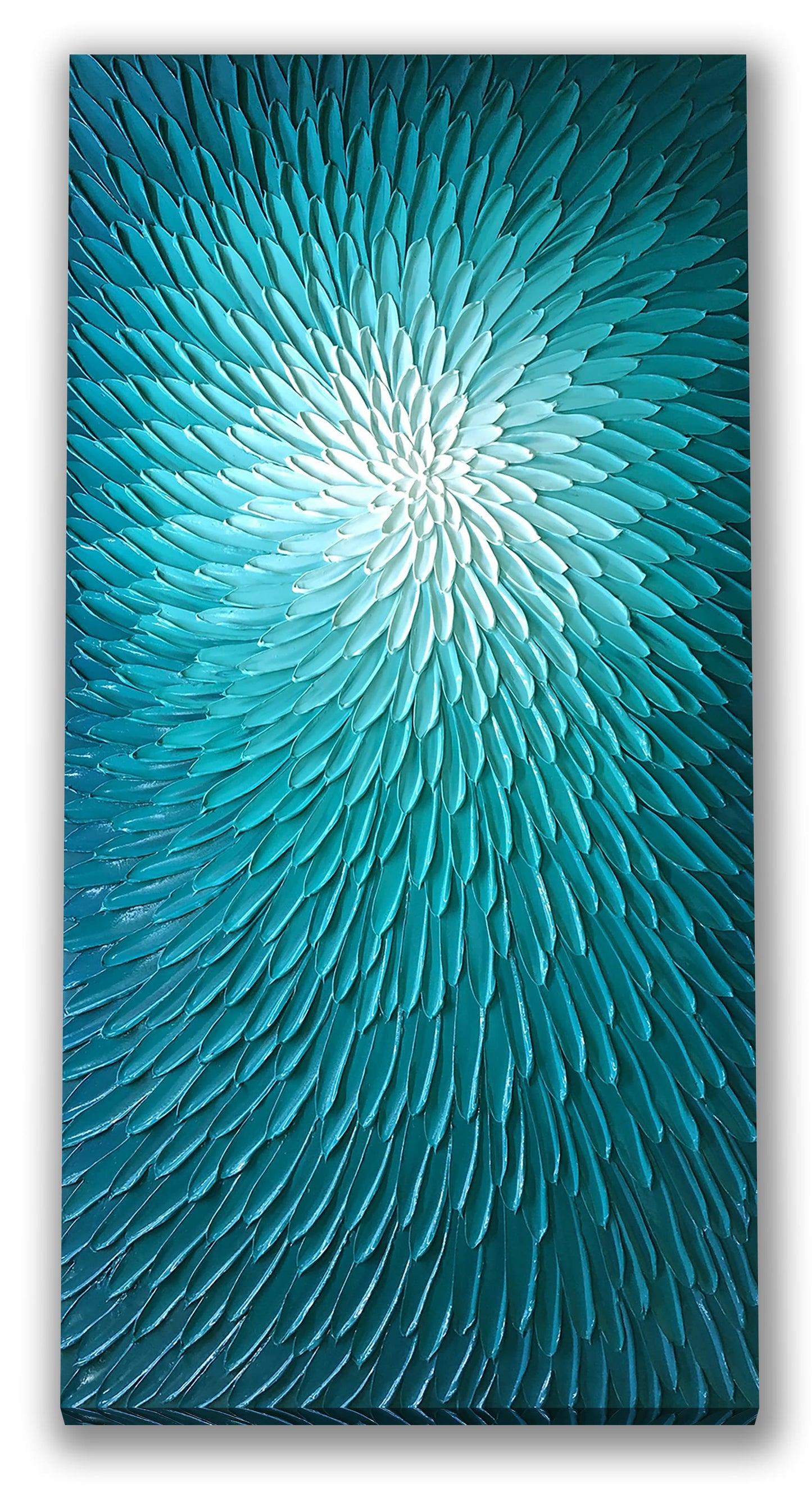 "Aquatic Bloom" hand-painted on wrapped canvas, wall art for Home decor