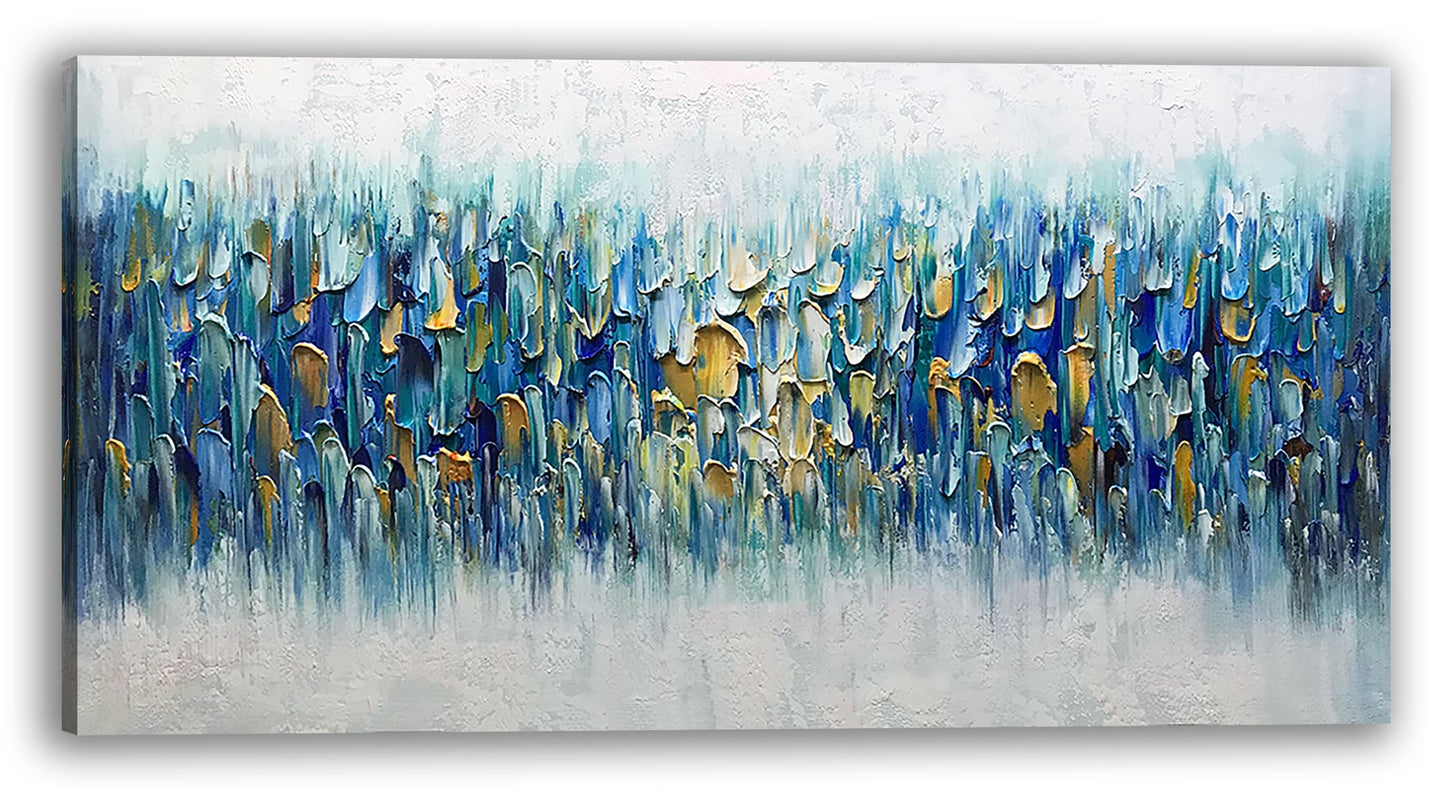 Hand-Painted 'Blue Haven' - Abstract Canvas Art for Home Decor