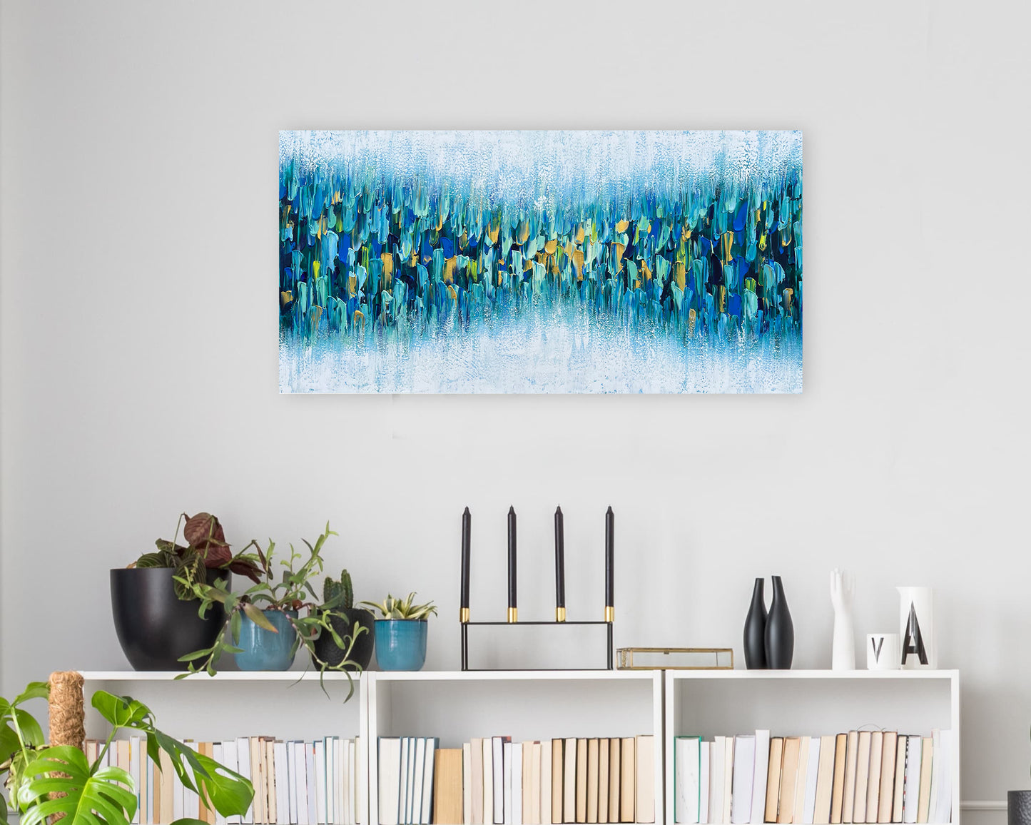 Hand-Painted 'Blue Haven' - Abstract Canvas Art for Home Decor