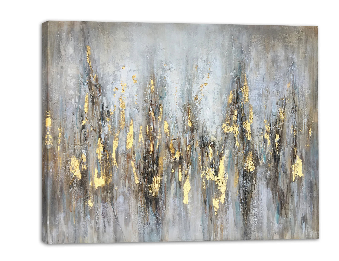 Hand-painted oil painting art "Abstract Glittering Gold" Wall art for living room, bedroom - Wrapped Canvas Painting