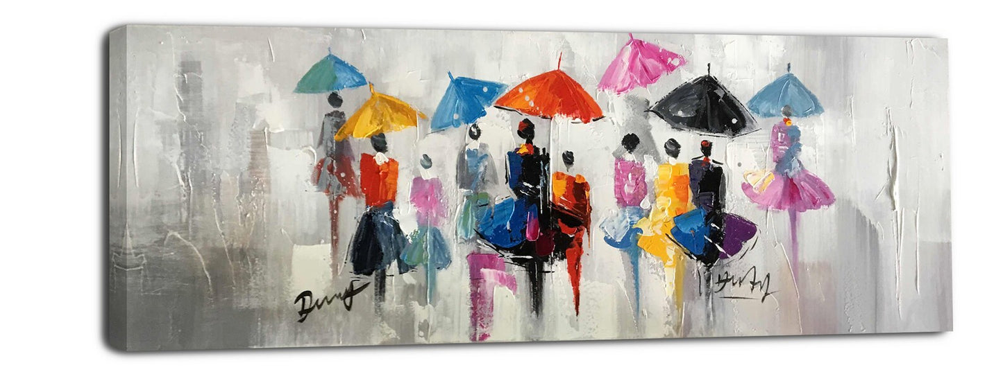 Artwork Home Decor, Hand-painted, Wall Decor Painting, "Crosswalk in Paris" - Wrapped Canvas Painting