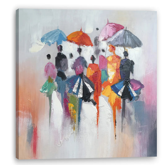 Abstract Hand Paint, Canvas Artwork Home Decor, "Rain in Memory" - Wrapped Canvas Painting