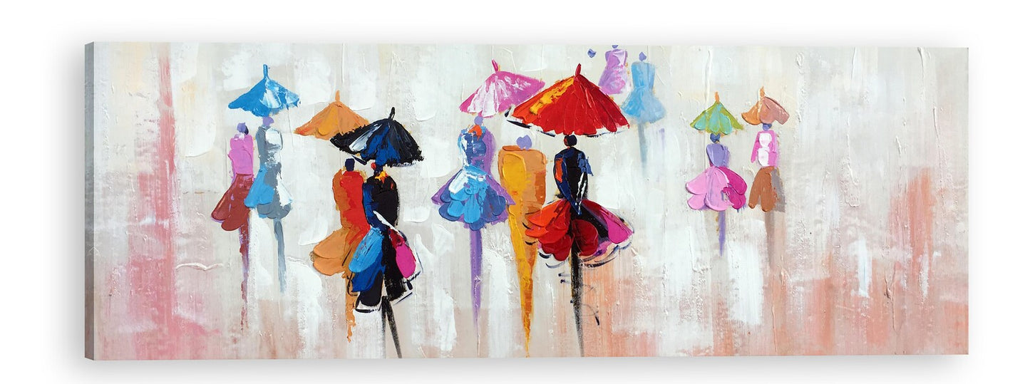 Hand Painted Floral Canvas Artwork, Home Art, Modern Art "Rain in New York" - Wrapped Canvas Painting