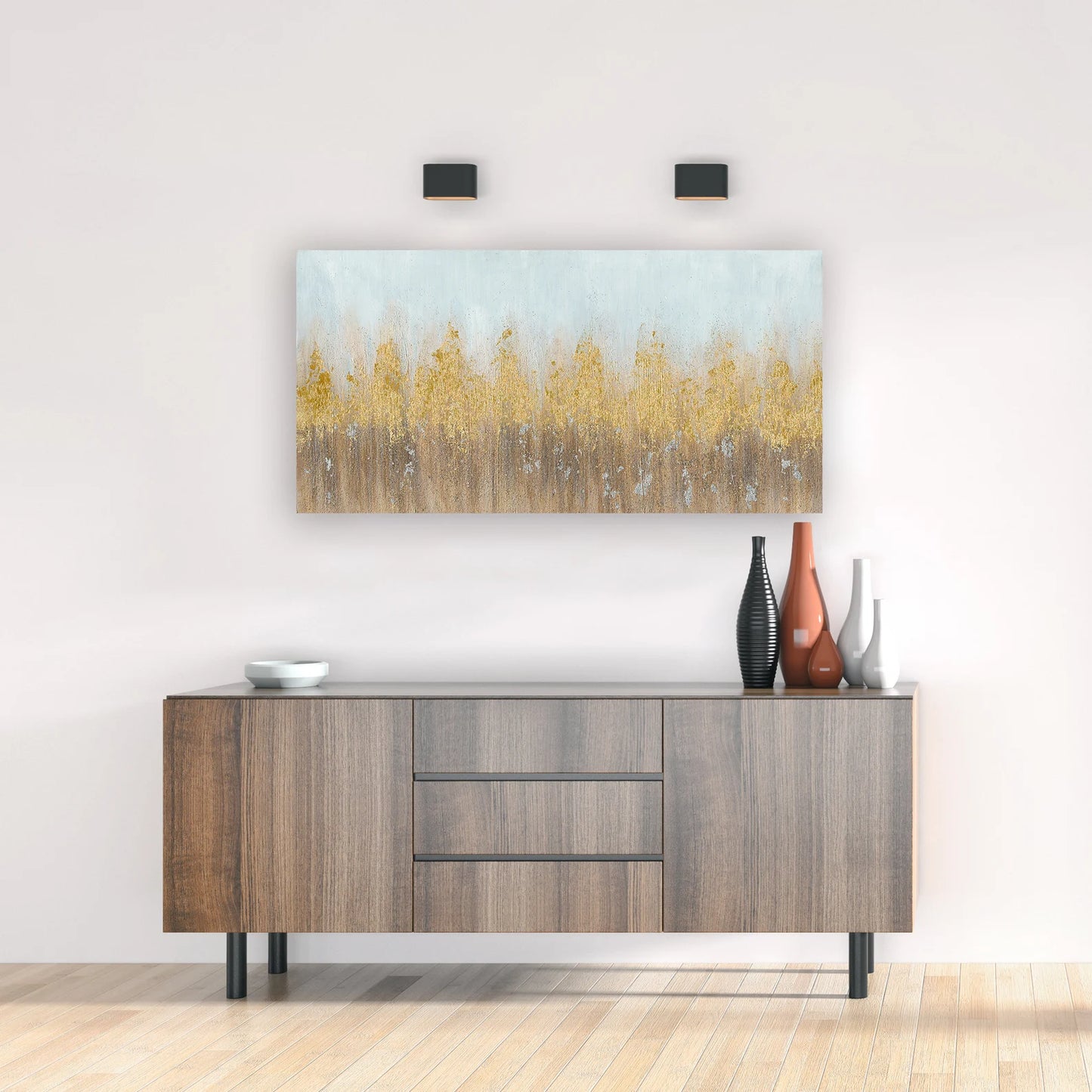 Hand Painted "Abstract Gold grove Trees" Oil painting original art, wall art for Living Room, Bedroom, Office - Wrapped Canvas Painting