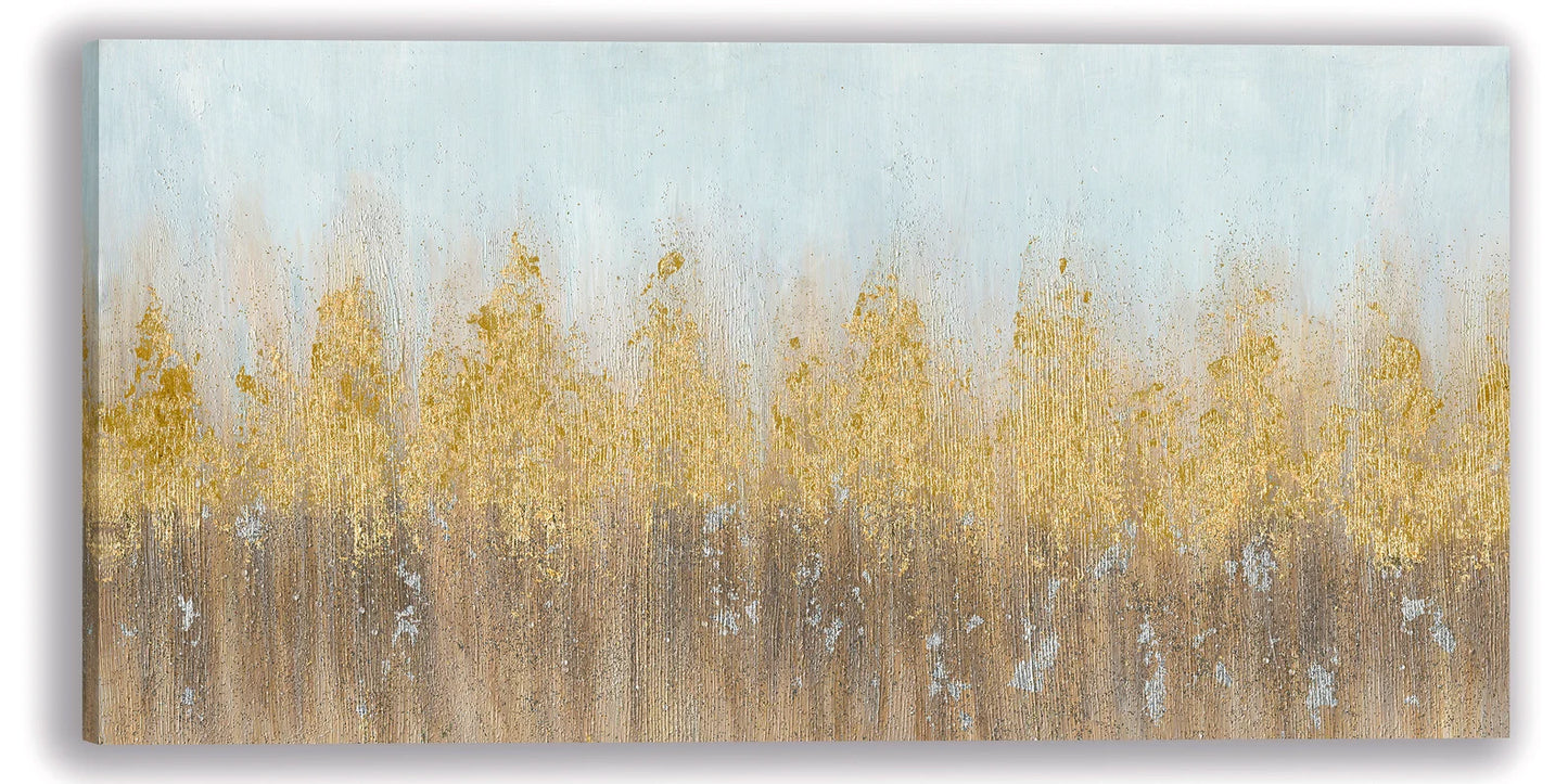 Hand Painted "Abstract Gold grove Trees" Oil painting original art, wall art for Living Room, Bedroom, Office - Wrapped Canvas Painting