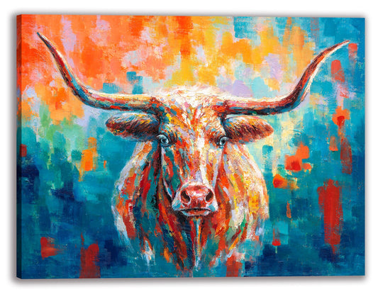 hand-painted "American Bull" oil painting oiginal art, Wall art for living room, bedroom, office - Wrapped Canvas Painting